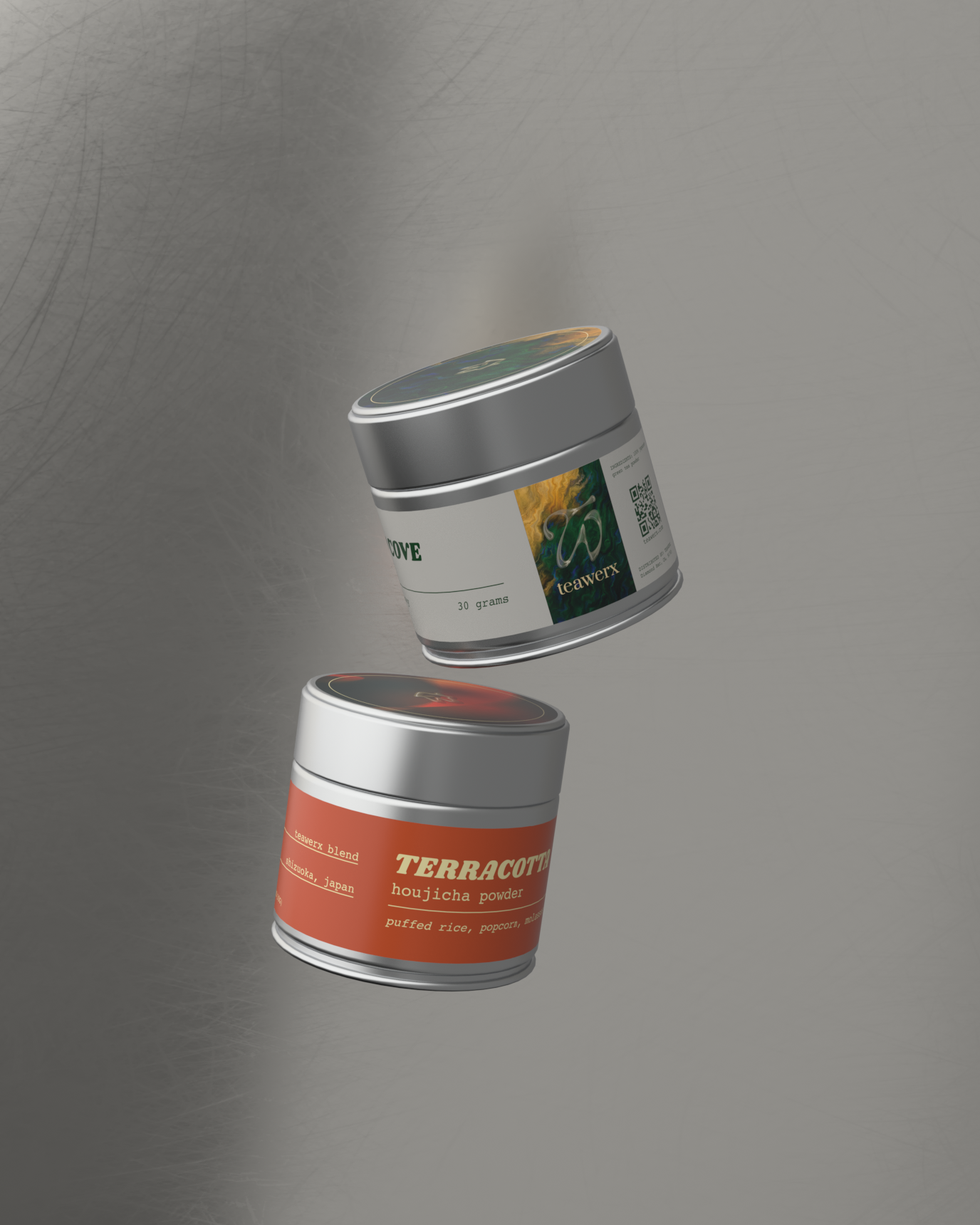 Teawerx Classic Gift Set featuring Emerald Cove and Terrateca premium tea tins on a minimalist gray background