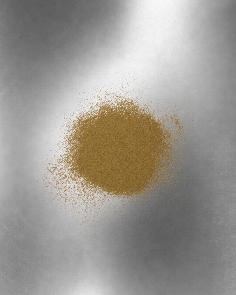 Teawerx Afterglow fermented tea powder on a metallic surface 